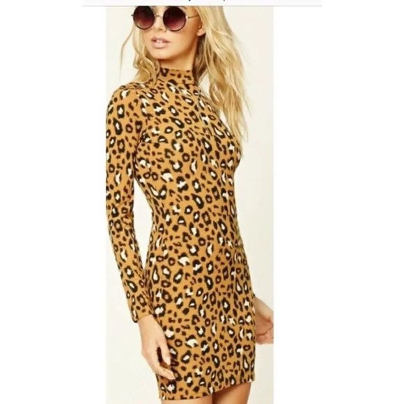 Forever21 Leopard Mock Neck Dress - Picture 1 of 6